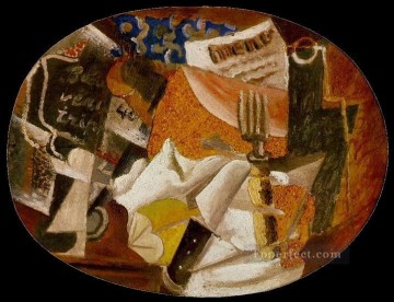 ナイフ フォーク メニュー ボトル ハム 1914年 パブロ・ピカソ Oil Paintings